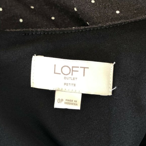 LOFT Outlet Black Casual Sleeveless Dress V-Neck Polka-Dot Fit & Flare Petite - Picture 3 of 7